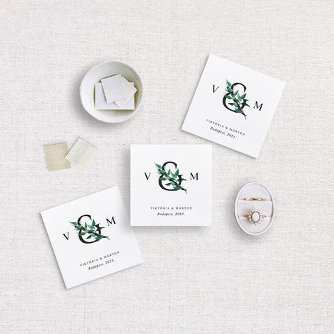 Instant Meghívó Egyszerű Greenery Esküvői Címke