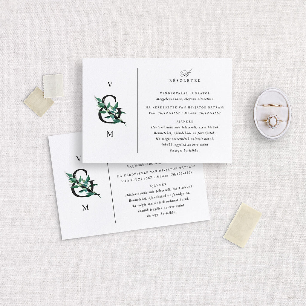 Instant Meghívó Egyszerű Greenery Esküvői Információs Kártya
