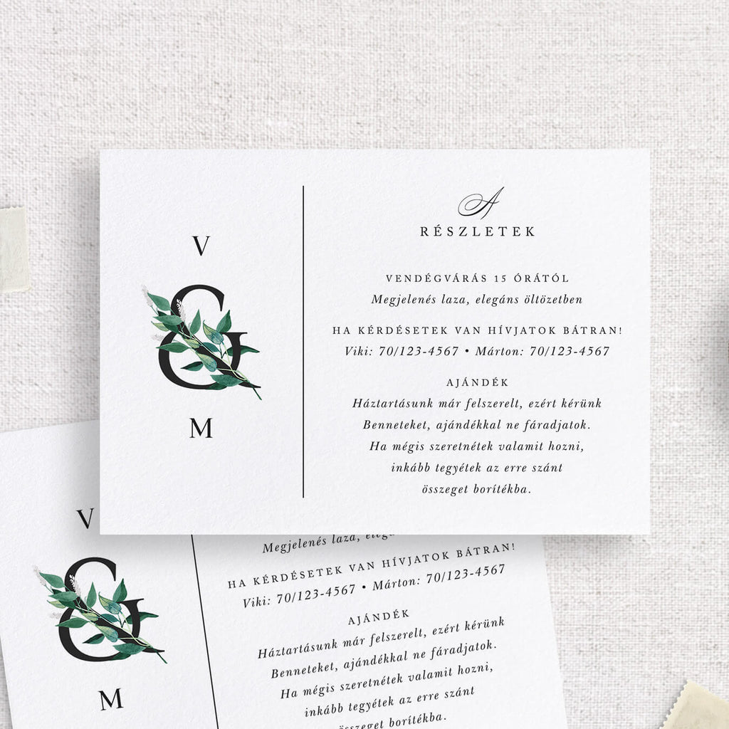 Instant Meghívó Egyszerű Greenery Esküvői Információs Kártya