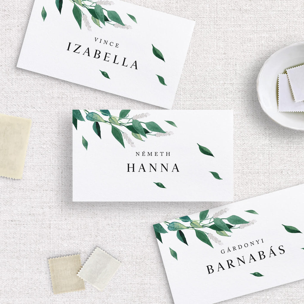 Instant Meghívó Egyszerű Greenery Esküvői Ültetőkártya