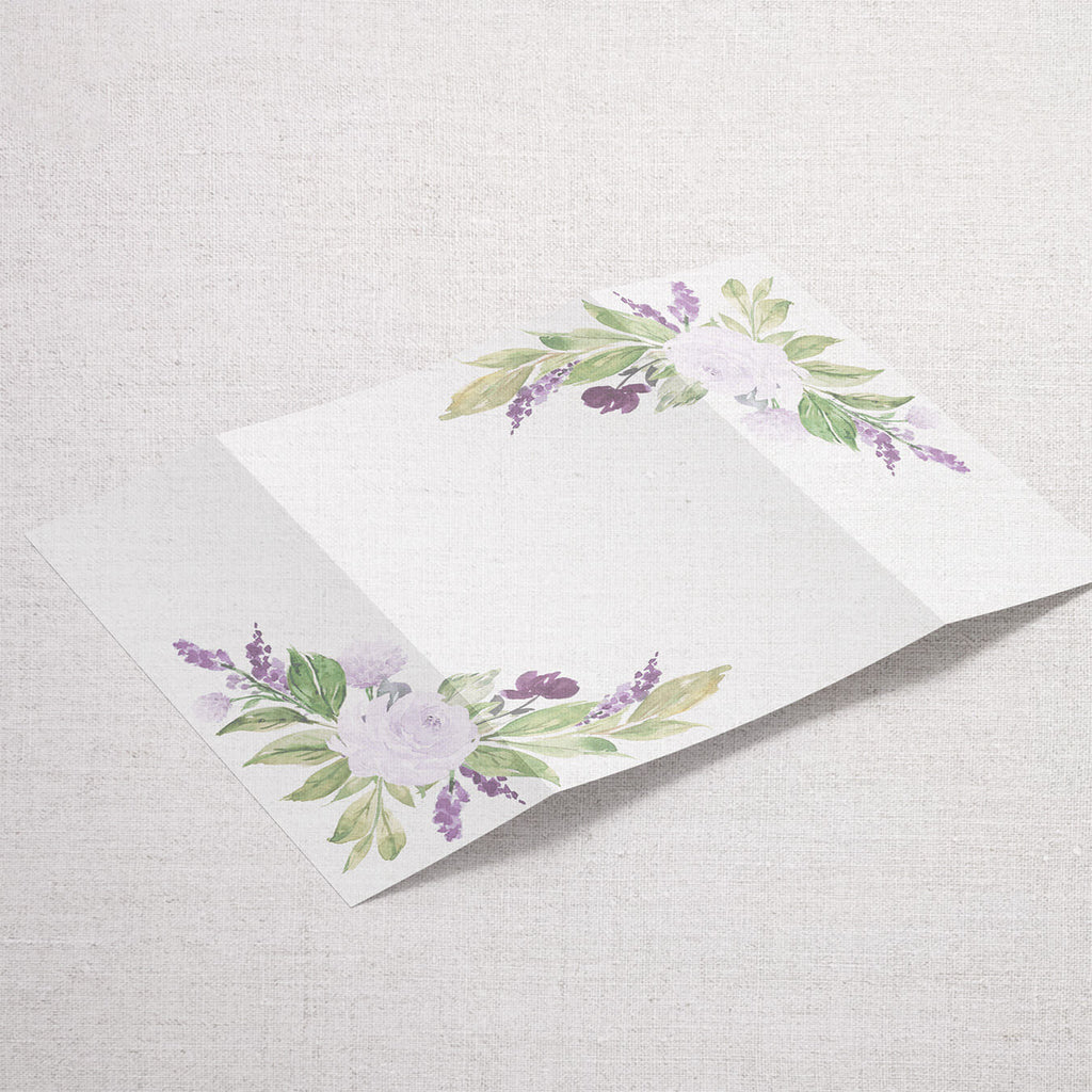 Halványlila virágos esküvői pausz borító - Instant Meghívó