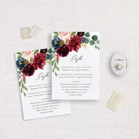 Elegáns. őszi esküvői információs kártya - Instant Meghívó