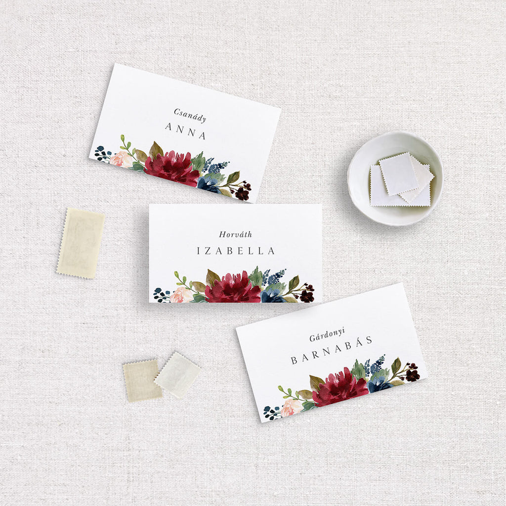 Elegáns, őszi hajtott esküvői ültetőkártya - Instant Meghívó